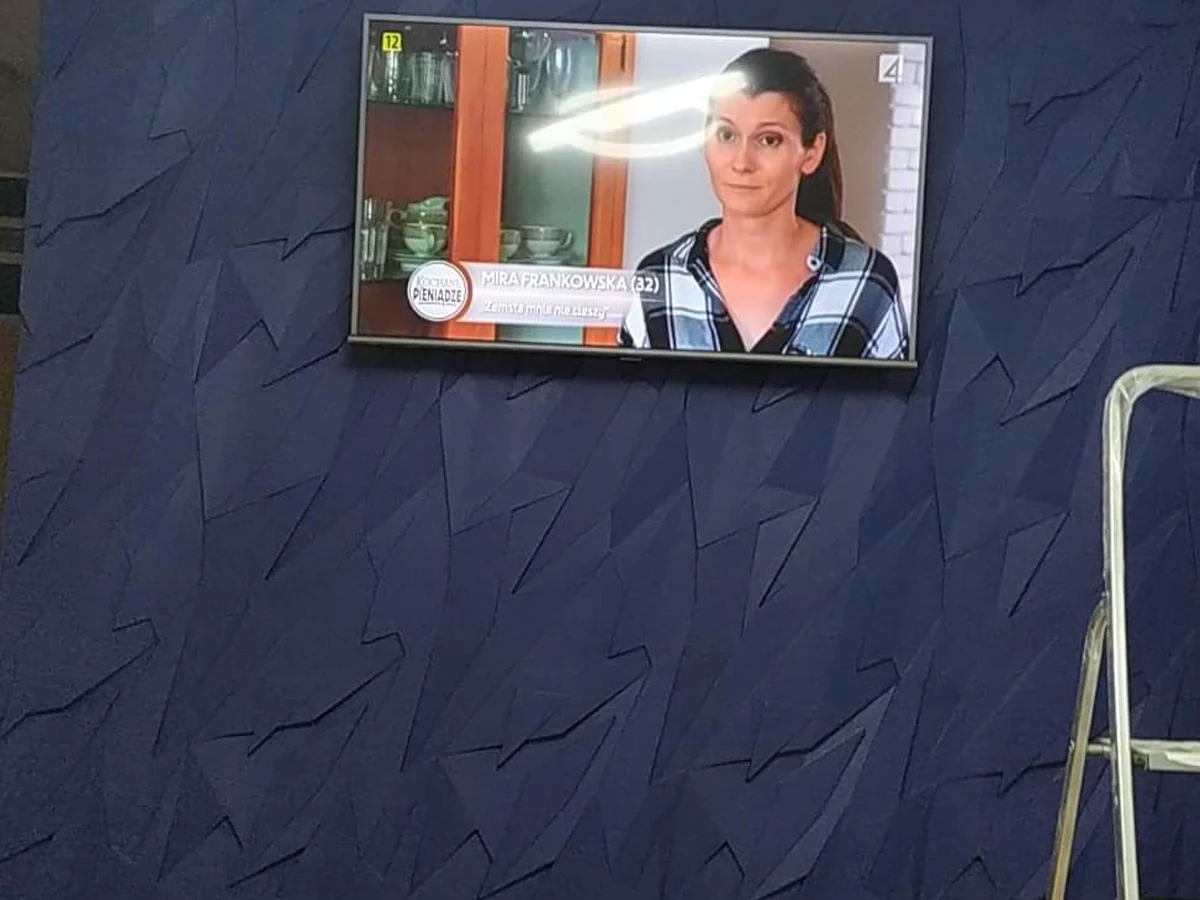 Gotowa ściana z dekoracyjnych płyt gipsowych 3D w salonie w Gnieźnie